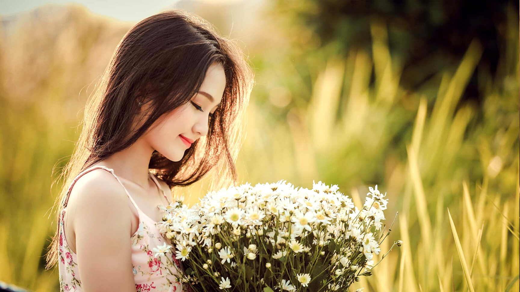 Woman Holding Flower Bouquet Outdoors